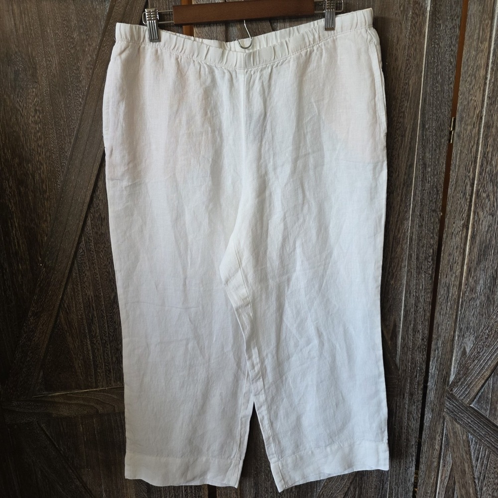 J. Jill White Cropped Linen Pants